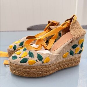 CASTAÑER Carina Espadrilles with Yellow and Green Embroidery